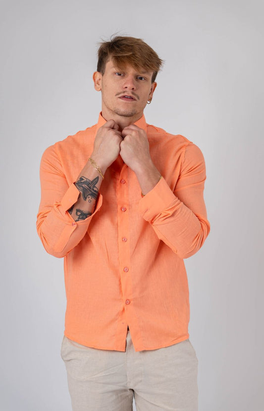 CAMISA LINHO M/L CORAL