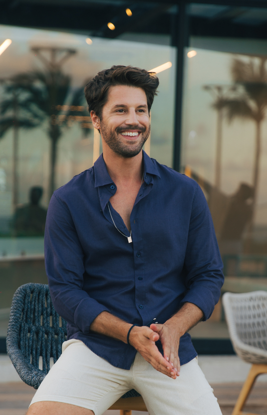 CAMISA LINHO M/L AZUL NAVY