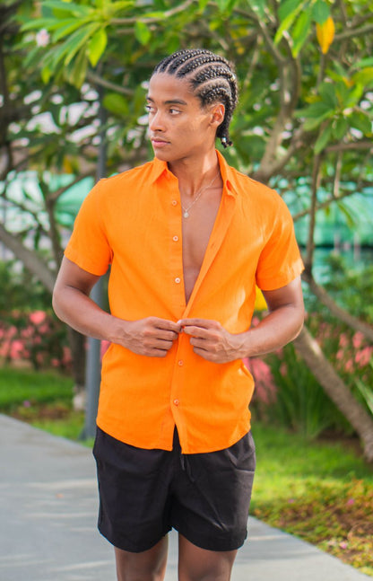 CAMISA LINHO M/C LARANJA