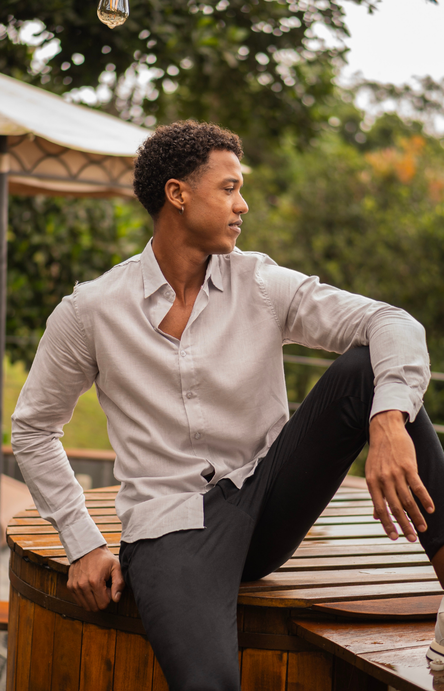 CAMISA LINHO M/L CINZA