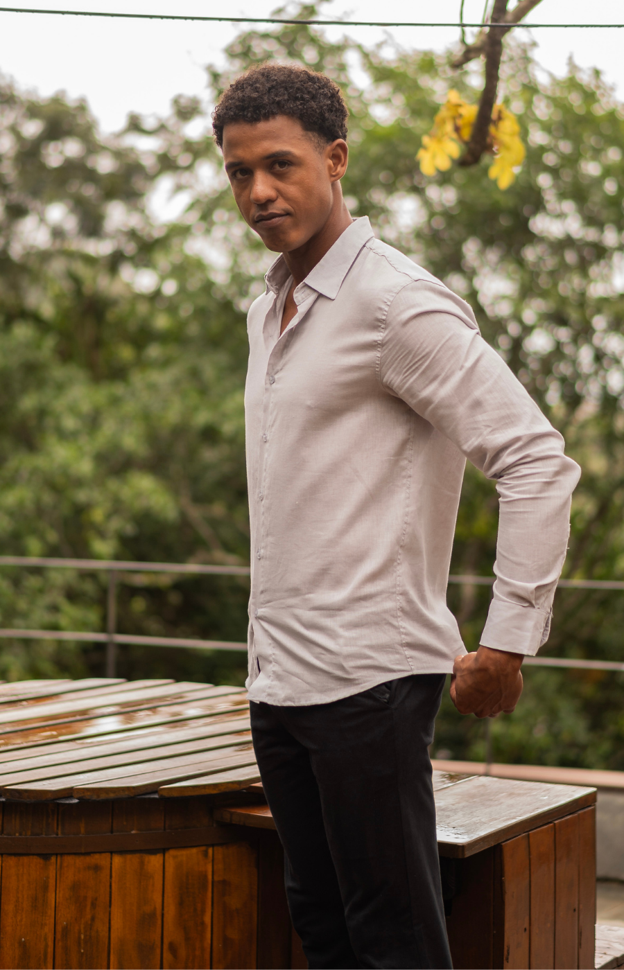 CAMISA LINHO M/L CINZA